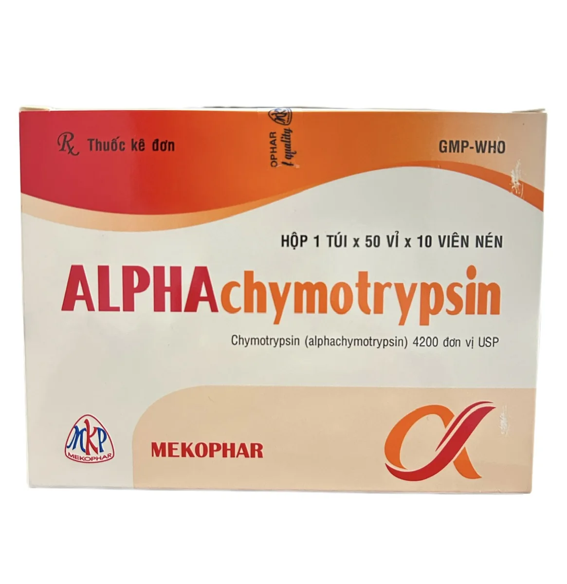 Alphachymotrypsin 4200 USP Mekophar (Hộp 500 viên)