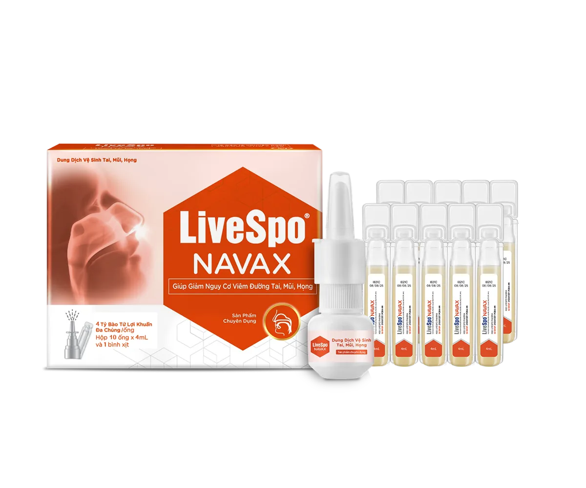 Bộ xịt mũi lợi khuẩn bảo vệ hô hấp LiveSpo Navax (10 ống + 1 bình xịt)