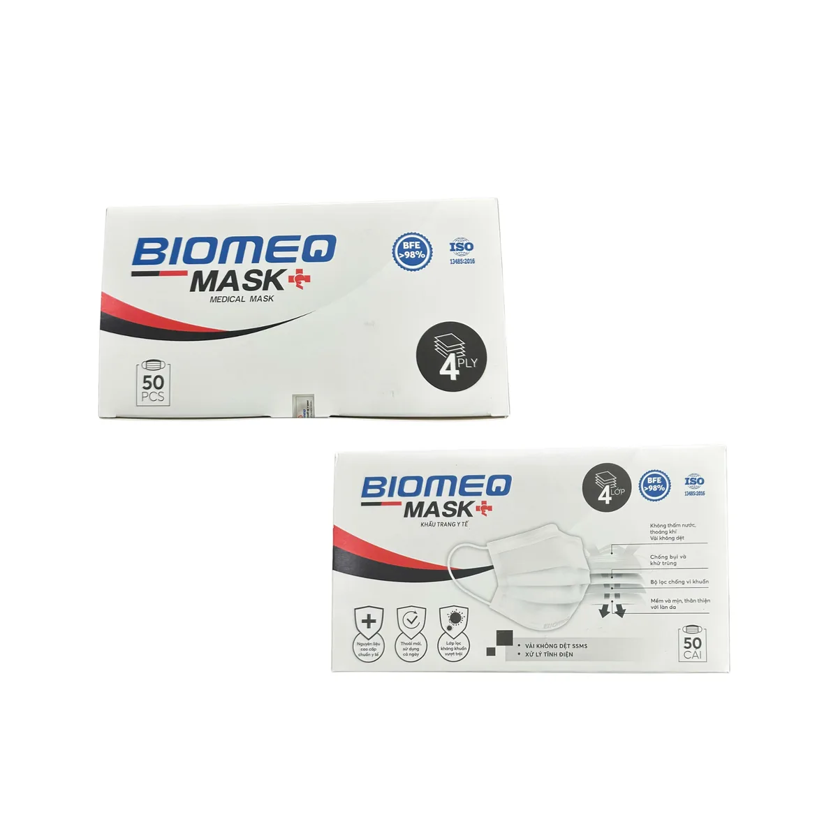 Khẩu trang y tế kháng khuẩn màu trắng Biomeq Mask