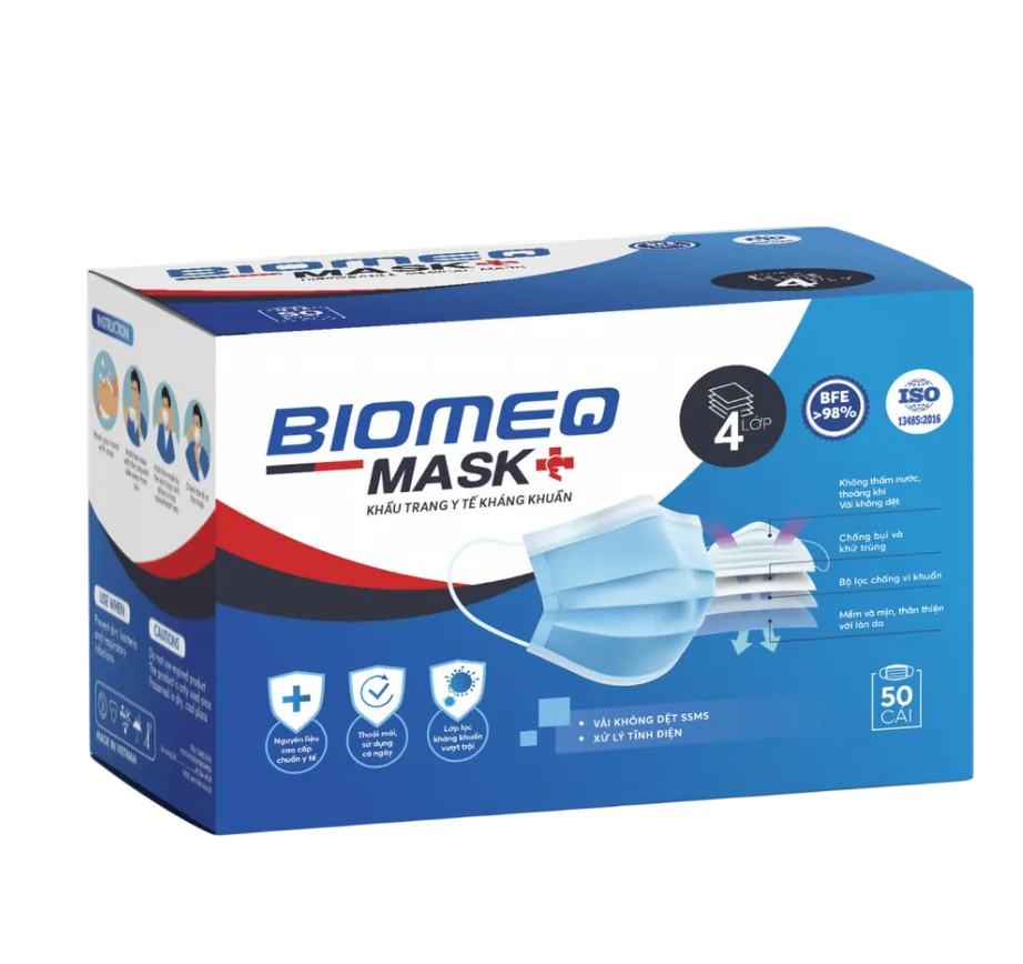 Khẩu trang y tế kháng khuẩn màu xanh Biomeq Mask