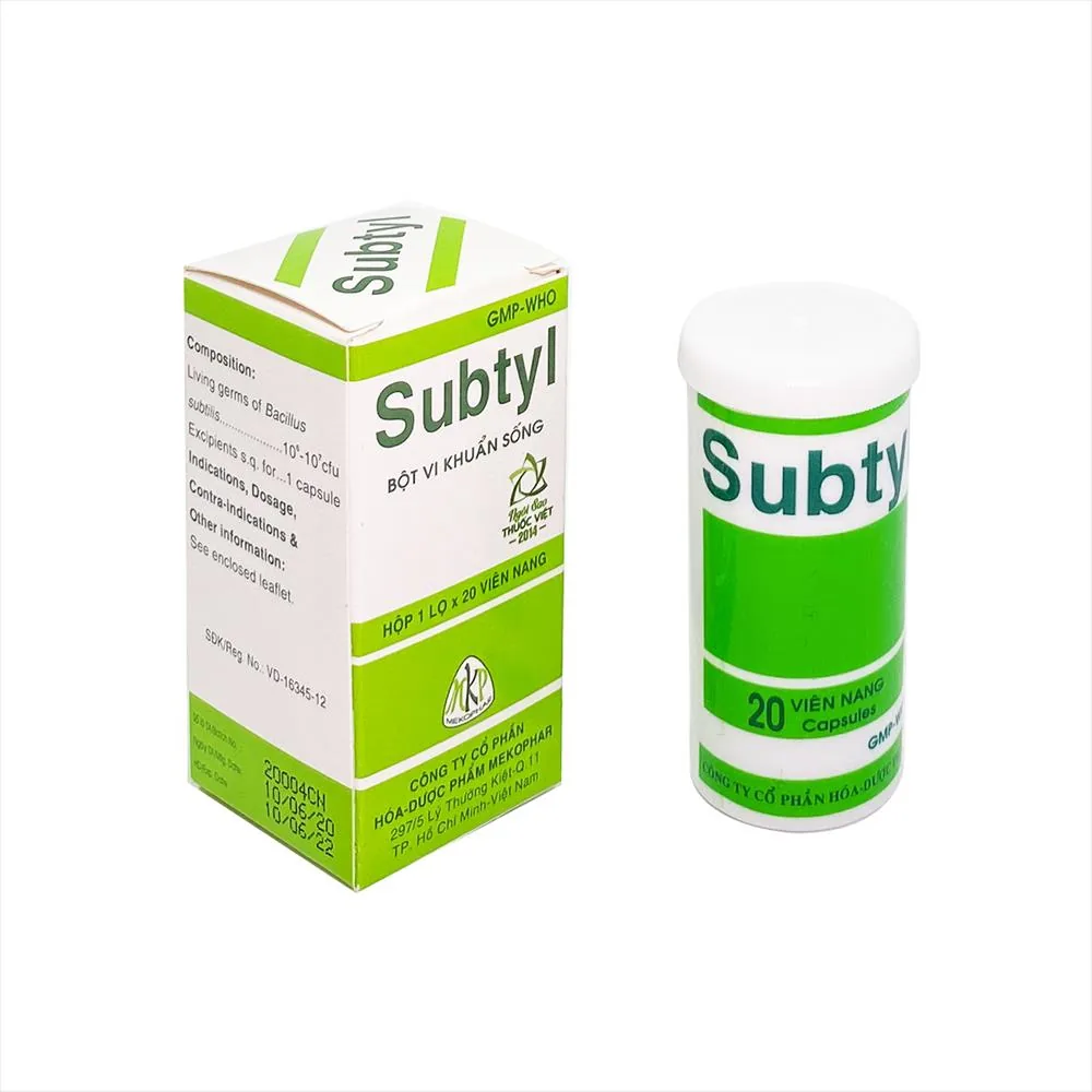 Thuốc vi sinh đường ruột Subtyl Mekophar (Chai 20 viên)